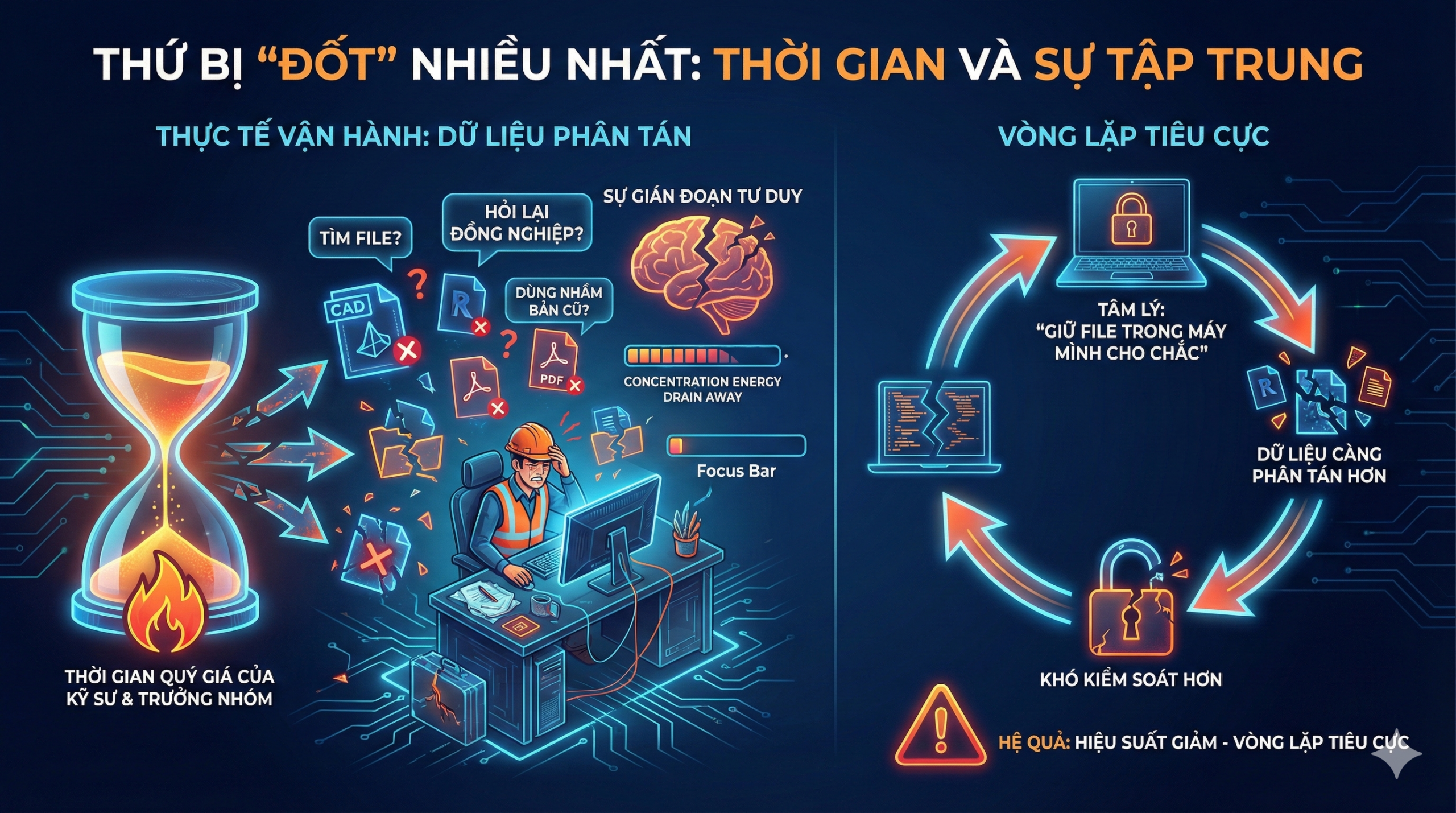 Lưu trữ dữ liệu doanh nghiệp xây dựng phân tán làm lãng phí thời gian và sự tập trung của kỹ sư.